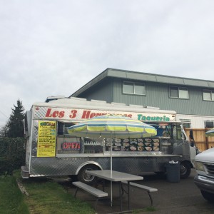 Los Tres Hermanos is a popular destination for tacos, burritos and other taco truck favorites. 