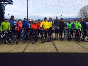 These wheeled women know how to winter ride! With warm clothes and bike lights you can ride all year in Tacoma. Photo courtesy: VeloFemmes. 
