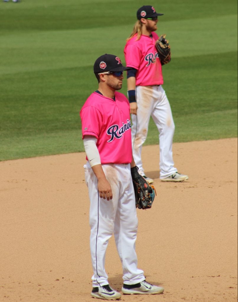 pink baseball uniform