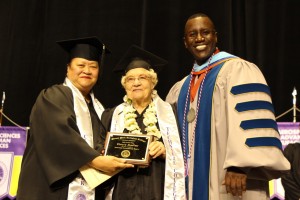 Elnora Medley, age 94, receives honorary degree at Clover Park Technical College's Commencement Ceremony earlier this month. 