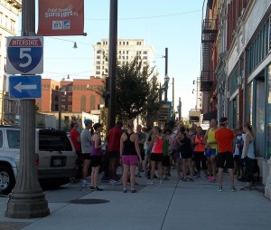 More than 100 runners gather for the weekly running party.