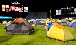 Boy Scouts and Cub Scouts from around Puget Sound get a chance to campout at Cheney Stadium every summer.