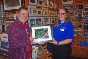 Donovan Preiser with PLU student Molly Hastings describing how he took the pika picture.