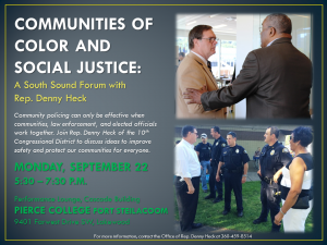 Communities of Color and Social Justice: A South Sound Forum w/ Rep. Denny Heck @ Pierce College Fort Steilacoom Campus (Cascade Building Performance Lounge) | Lakewood | Washington | United States