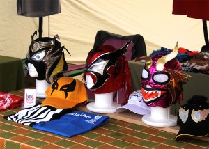 Colorful masks and other lucha libre swag for sale.