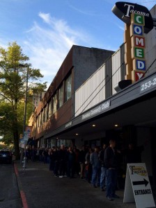 Crowds line-up outside for another sold out show at the Tacoma Comedy Club. 