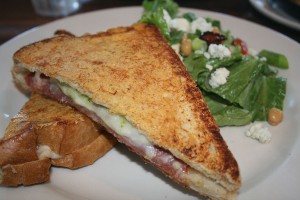 The Sandwich of Monte Cristo at Netshed No. 9 is creamy and salty and comes with a beautiful, fresh salad.