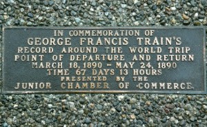 Train’s third around-the-world trip started and ended in Tacoma, where a plaque marking the event remains to this day. Photo by Steve Dunkelberger.