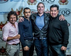 Brian Halquist (third from left) with the Super Fight League team which has partnered with CageSport over the past year.