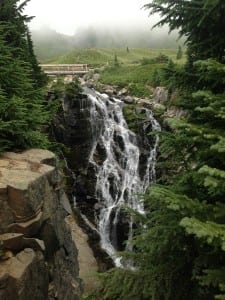 One of the first sights you encounter when hiking the trail counter-clockwise is Myrtle Falls, reached by a small side trail. Photo credit: Courtney Murphy.