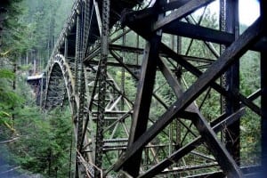 Drivers can't escape the urge to stop on either side of the bridge and walk to the middle of the span to see the river below. Photo credit: Steve Dunkelberger.