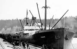The Edmore, first ship to call at Port of Tacoma, March 25, 1921 Courtesy Port of Tacoma. Photo courtesy: Port of Tacoma.