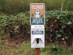 The City of Gig Harbor will soon be installing five new pet waste bag dispensers along the Cushman Trail.