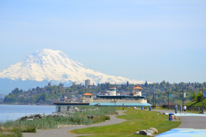 With Mount Rainier as its backdrop, Point Ruston offers sweeping, scenic views in addition to the many activities and dining options the area boasts. Photo courtesy: Point Ruston. 