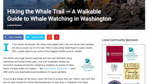 While the Whale Trail article was reaching thousands of readers across Western Washington, Olympia Orthopaedic Associates' logo was being circulated as well. 