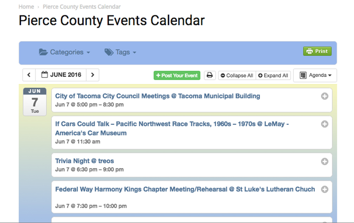 pierce county calendar SouthSoundTalk