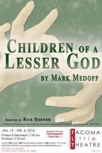 Tacoma Little Theatre Presents: Children of a Lesser God @ Tacoma Little Theatre | Tacoma | Washington | United States