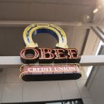 Horseshoe neon sign O Bee Credit Union