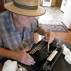 Marty Cleaning a Typewriter