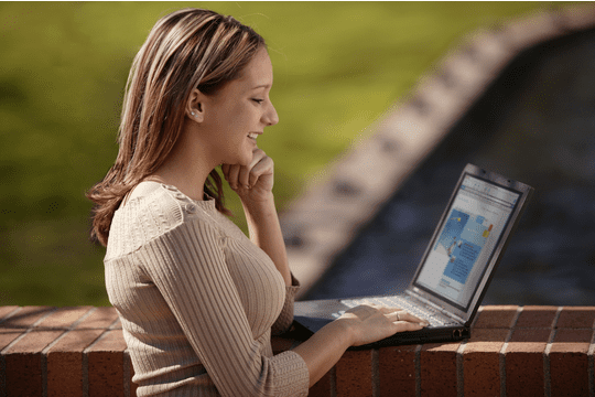 woman on computer