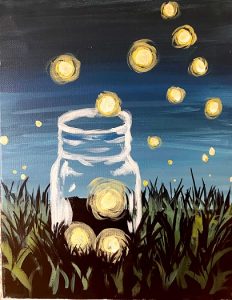 Artvana paint and sip - Starry Night Fireflies @ Top Down Brewing Sumner