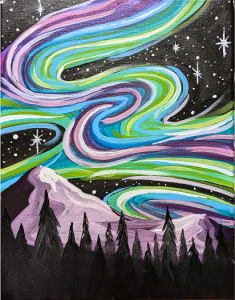 Artvana paint and sip - Amazing Aurora @ 15% Board Game Cafe